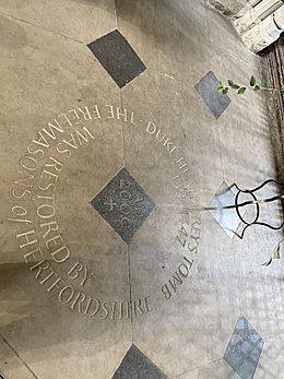Site of the burial of Humphrey, Duke of Gloucester, St Albans Cathedral, August 2021