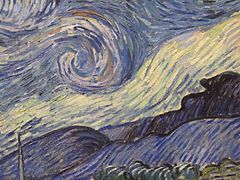 Starry night Van Gogh detail hills