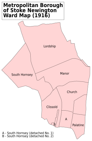 Stoke Newington Met. B Ward Map 1916