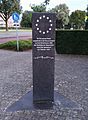 Stone memorial in front of the entry to the Limburg Province government building in Maastricht, Netherlands, commemorating the signing of the Maastricht Treaty in February 1992