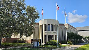 A colo photograph of a building with the words "TEXAS ENERGY MUSEUM" affixed to the front