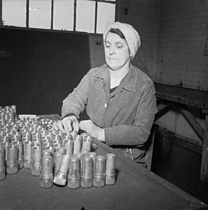 The Women Behind the Women- Munitions work at a Royal Ordnance Factory in the North of England, c 1942 D13575
