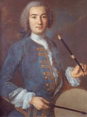18th century tambourinaire with galoubet.