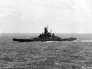 USS Alabama (BB-60) underway in the Pacific c1944