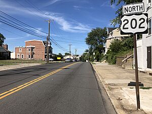 2022-09-02 16 15 56 View north along U.S. Route 202 (Dekalb Street) just north of Ford Street in Bridgeport, Montgomery County, Pennsylvania