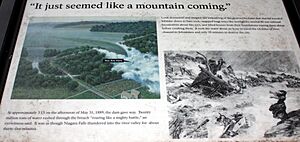 A427, Johnstown Flood National Memorial, Pennsylvania, USA, sign at dam site, 2016