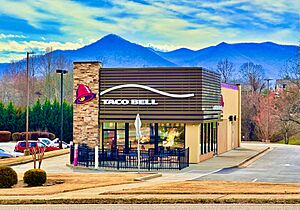 A modern Taco Bell restaurant in Hiawassee, Georgia