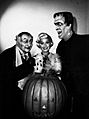 Al Lewis Beverley Owen Fred Gwynne Munsters Halloween publicity photo 1964