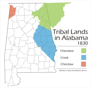 Alabama tribal land map 1830