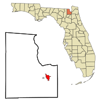Location in Baker County and the state of Florida