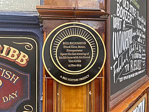Bill Richmond BBC Black and British plaque at the Tom Cribb pub, May 2022