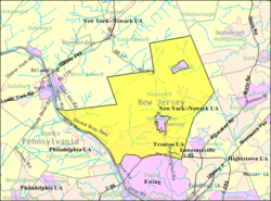 Census Bureau map of Hopewell Township, Mercer County, New Jersey