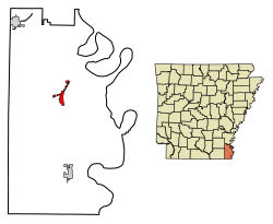 Location of Lake Village in Chicot County, Arkansas.