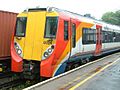 Class 458 railway DC Unit - South West Trains livery - Virginia Water station - England - 280404