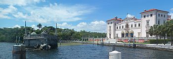 Coco Grove FL Vizcaya mansion and barge pano01