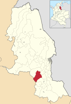 Location of the municipality and town of Cucutilla in the Norte de Santander Department of Colombia.