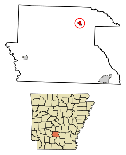 Location of Carthage in Dallas County, Arkansas.