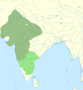 Territory controlled by the Khaljis (dark green) and their tributaries (light green)
