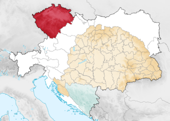 The Kingdom of Bohemia (red) within Austria-Hungary (1914)