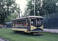 Fort Collins streetcar 21 at City Park (1987)