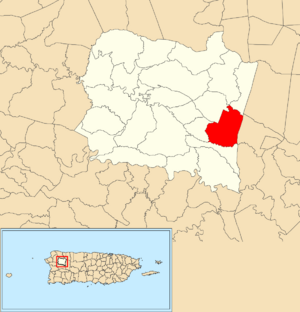 Location of Juncal within the municipality of San Sebastián shown in red