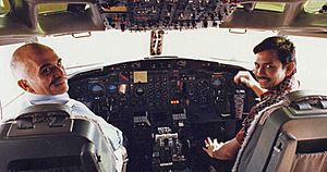 King Hussein of Jordan with Brunei Sultan Hassanal Bolkiah in cockpit, 1984