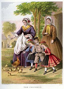 Lithography by Kronheim and Co for A Visit to Aunt by Agnes Agnes Giberne-The Chickens