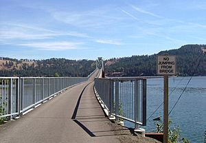 Looking east on rail-to-trail bridge over Lake Coeur d'Alene from its west end