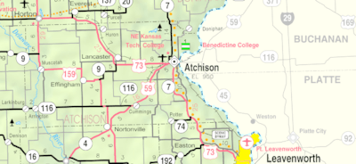 Map of Atchison Co, Ks, USA