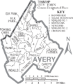 Map of Avery County North Carolina With Municipal and Township Labels
