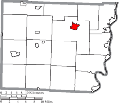 Location of St. Clairsville in Belmont County