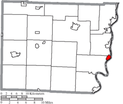 Location of Shadyside in Belmont County