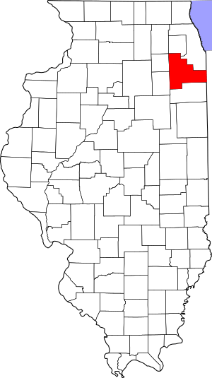 Map of Illinois highlighting Will County