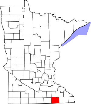 Map of Minnesota highlighting Mower County