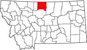 Map of Montana highlighting Hill County