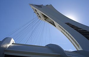 Montreal Olympic Stadium tower with cables for retractable roof