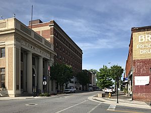 Downtown North Wilkesboro with Town Hall on the left