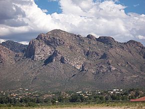 View of Pusch Ridge in the Santa Catalina Mountains from Oro Valley, September 2004