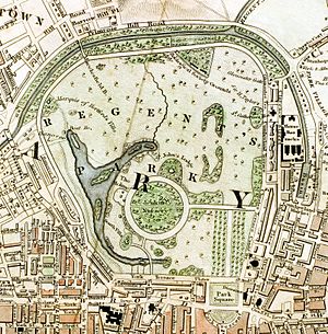 Regent's Park London from 1833 Schmollinger map