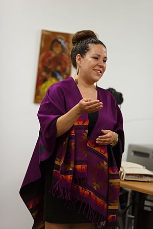 Roxanne Martin, artist, at the Shingwauk Residential Schools Centre, Algoma University, August 2014.jpg