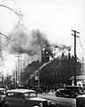 Saginaw City Hall burning in 1935