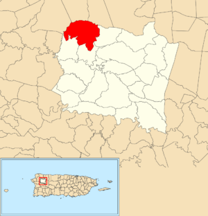 Location of Salto within the municipality of San Sebastián shown in red