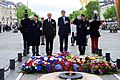 Secretary Kerry, French Foreign Minister Fabius, Ambassador Hartley Pause After 70th Anniversary VE Day Wreath-Laying Ceremony in Paris (17421255431)