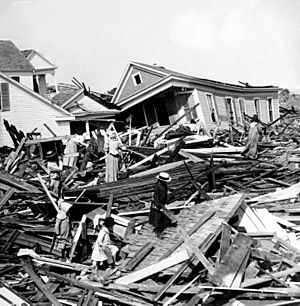 Seeking valuables in the wreckage, Galveston, Texas