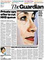Sima Wali on the front page of The Guardian newspaper in 2001