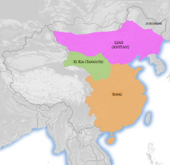 Location of Western Xia in 1111 (green in north west)
