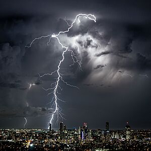 Storm over the Brisbane city centre