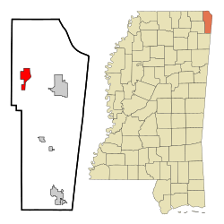 Location of Burnsville, Mississippi