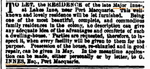 To Let Notice for Lake Innes House 1860