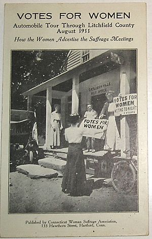 Votes for Women automobile tour through Litchfield County, Connecticut in August 1911